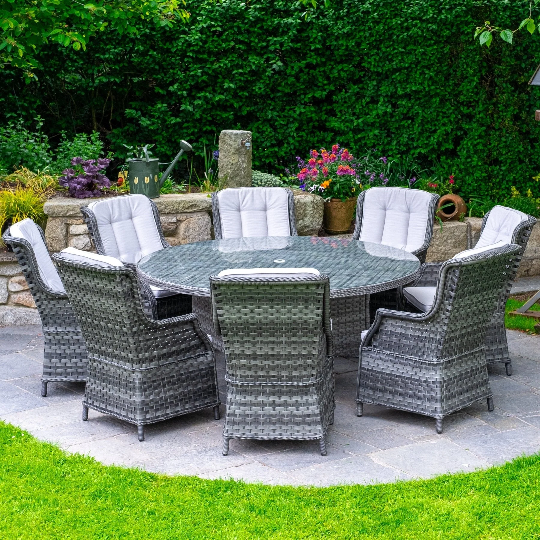 Bali Delux- 8 Seat Set with 170cm Round Table (Grey)