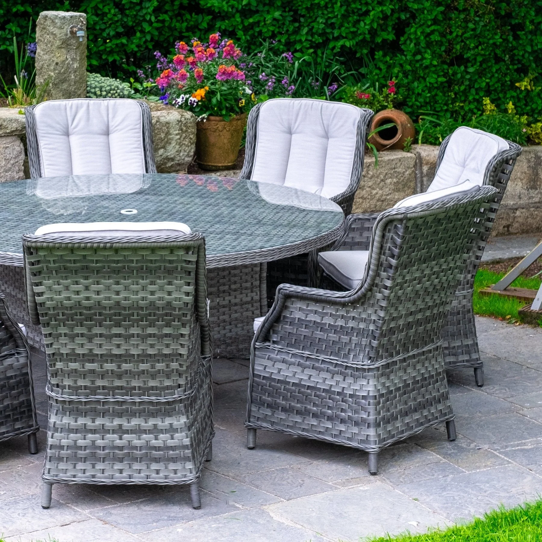 Bali Delux- 8 Seat Set with 170cm Round Table (Grey) - Image 3