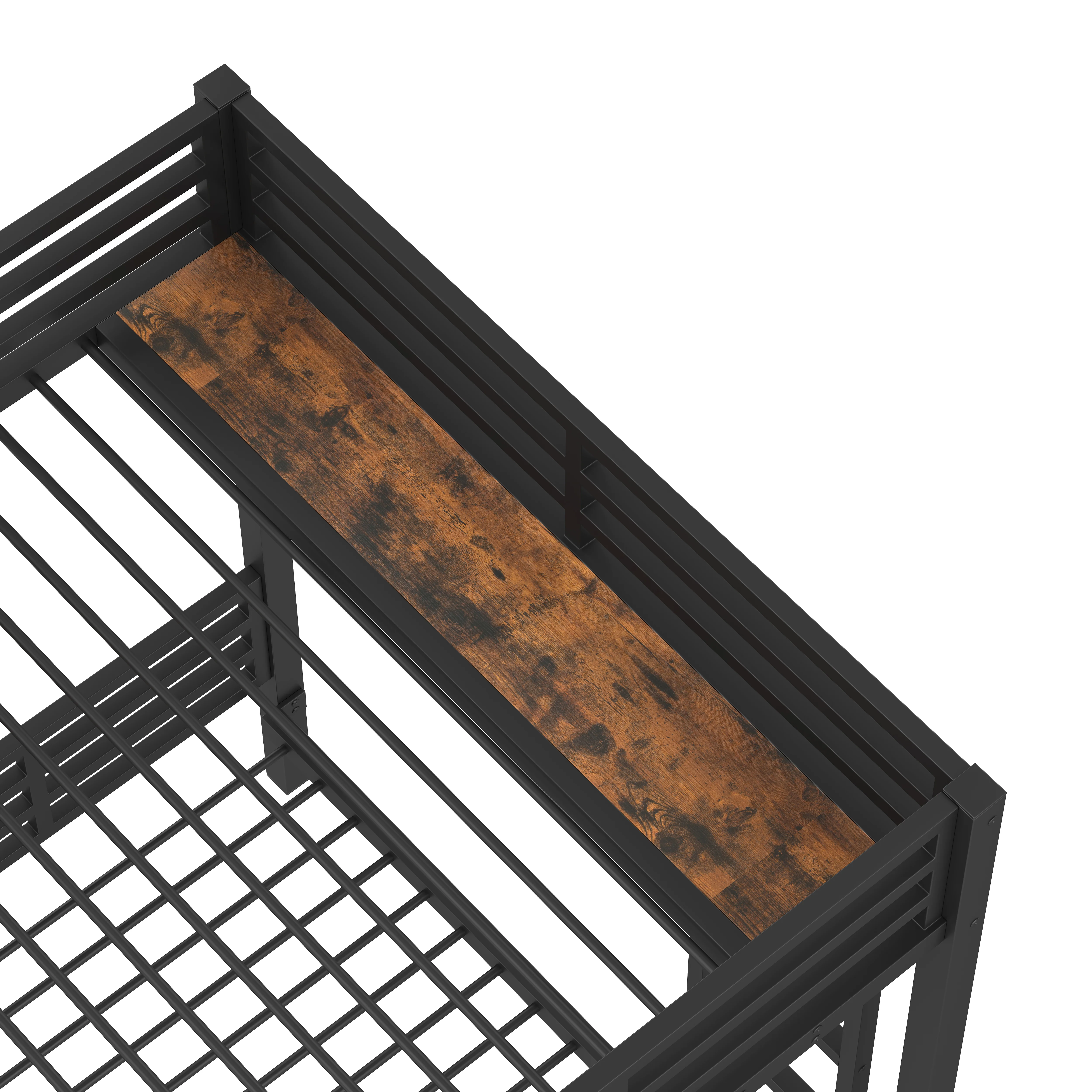 Bunk Bed Triple Sleeper 140x200/90x200cm with Storage Drawers and Shelves Black - Image 8