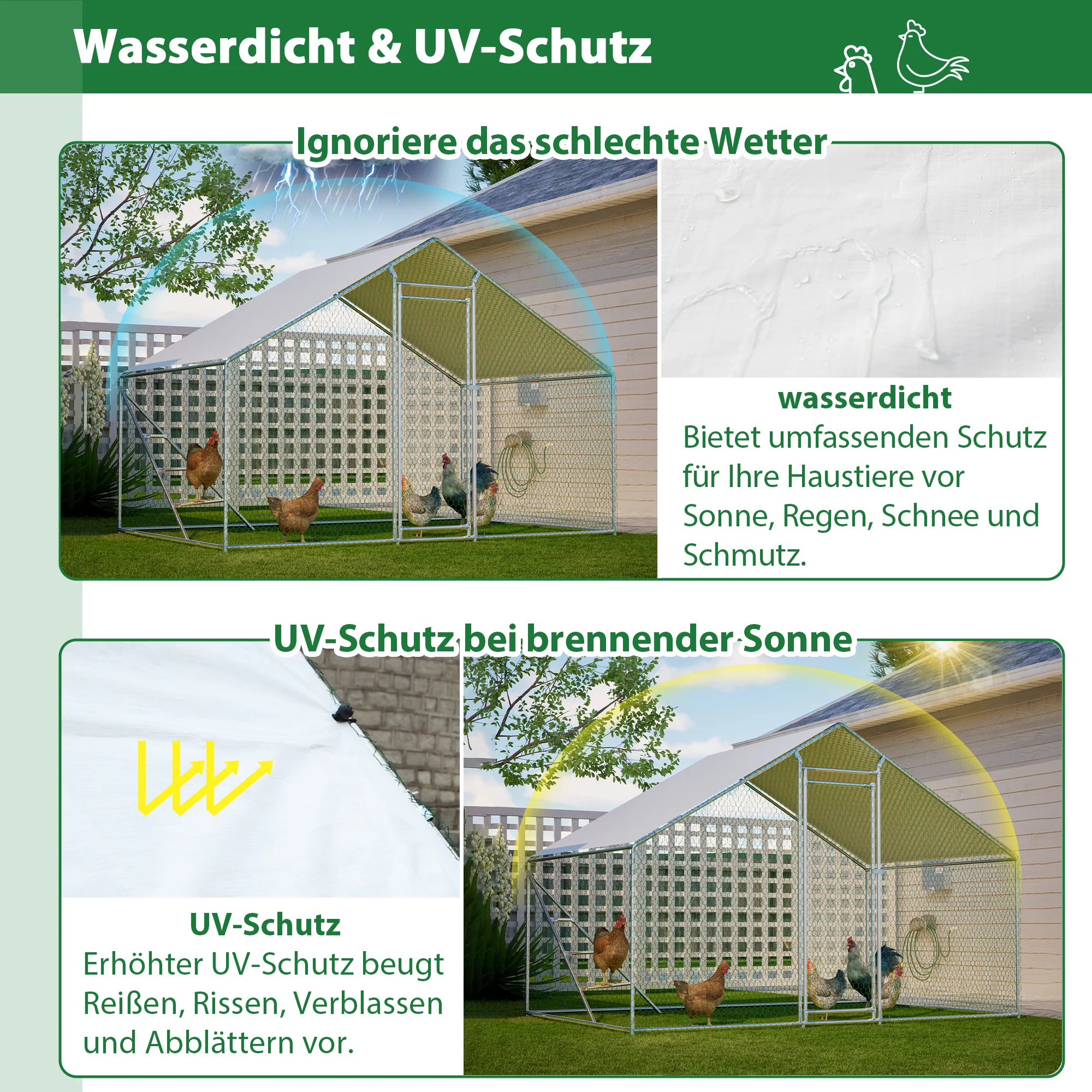 Chicken Coop Aviary 3x2m Weatherproof Metal Frame - Image 5