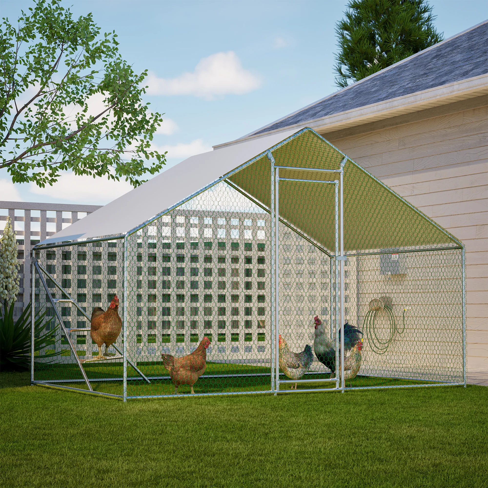 Chicken Coop Aviary 3x2m Weatherproof Metal Frame - Image 7
