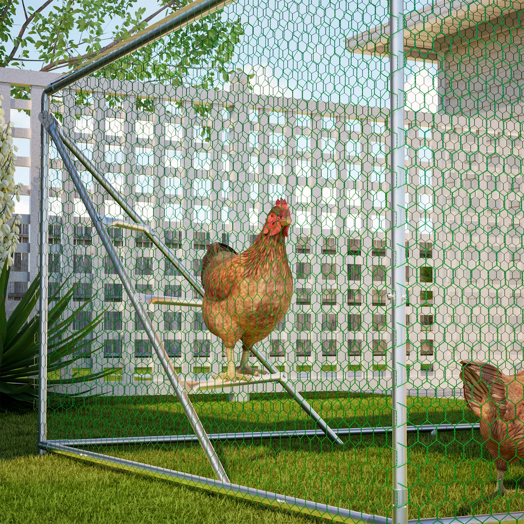 Chicken Coop Aviary 3x2m Weatherproof Metal Frame - Image 8