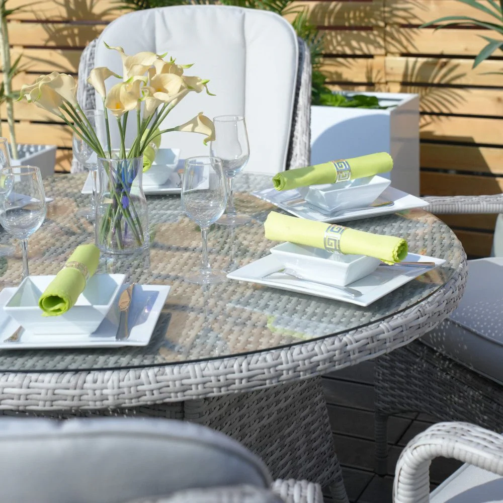 Parma - 8 Seater Set with 170cm Round Table (White Washed) - Image 6